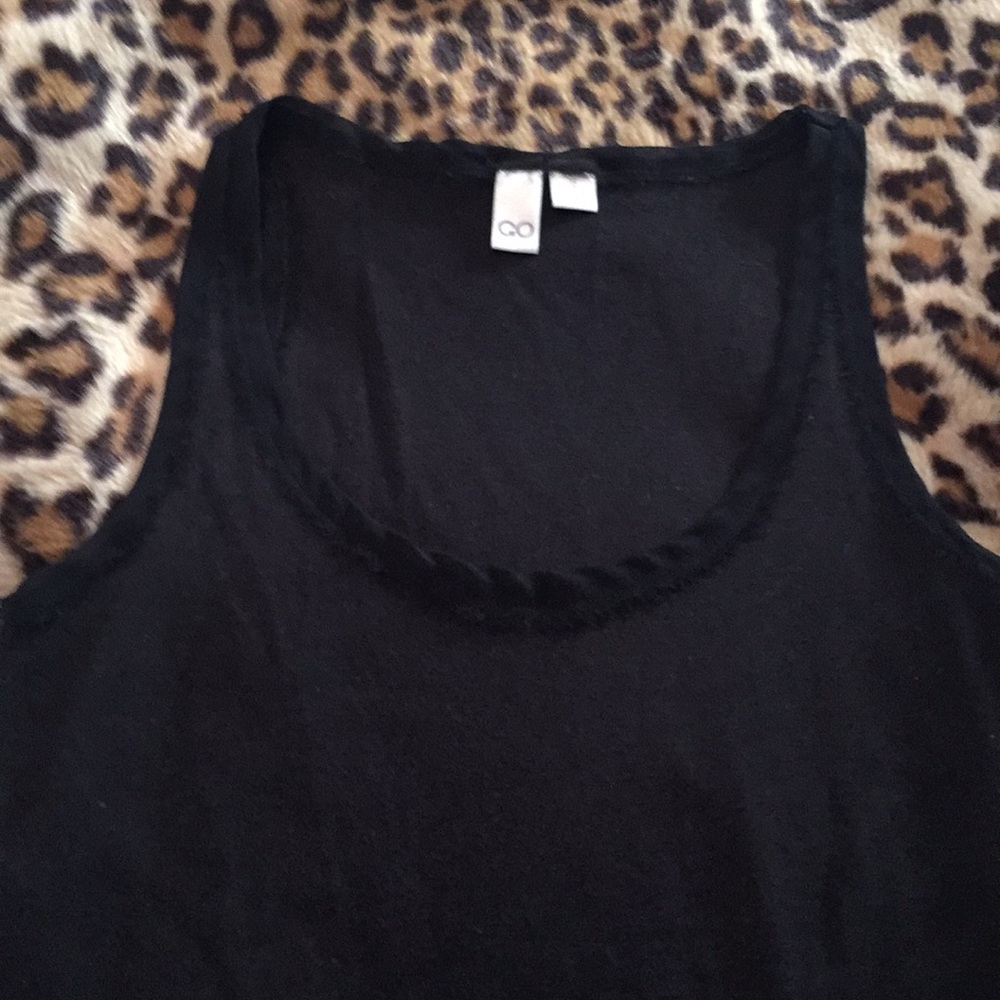 Black Racer Back “fringe” hemmed Tank